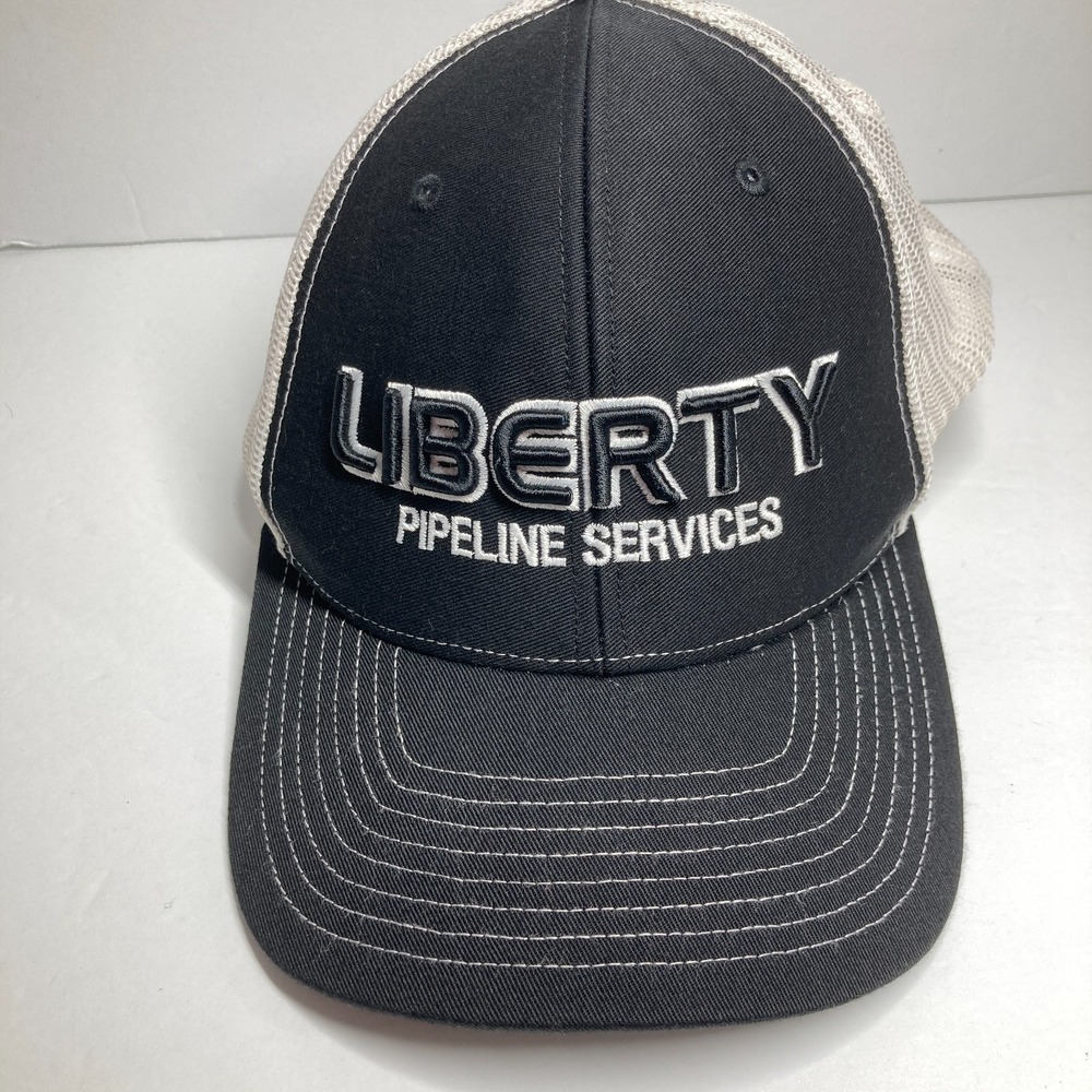 Liberty Pipeline Services Cap Hat Adult Adjustable Mesh Snapback Black White